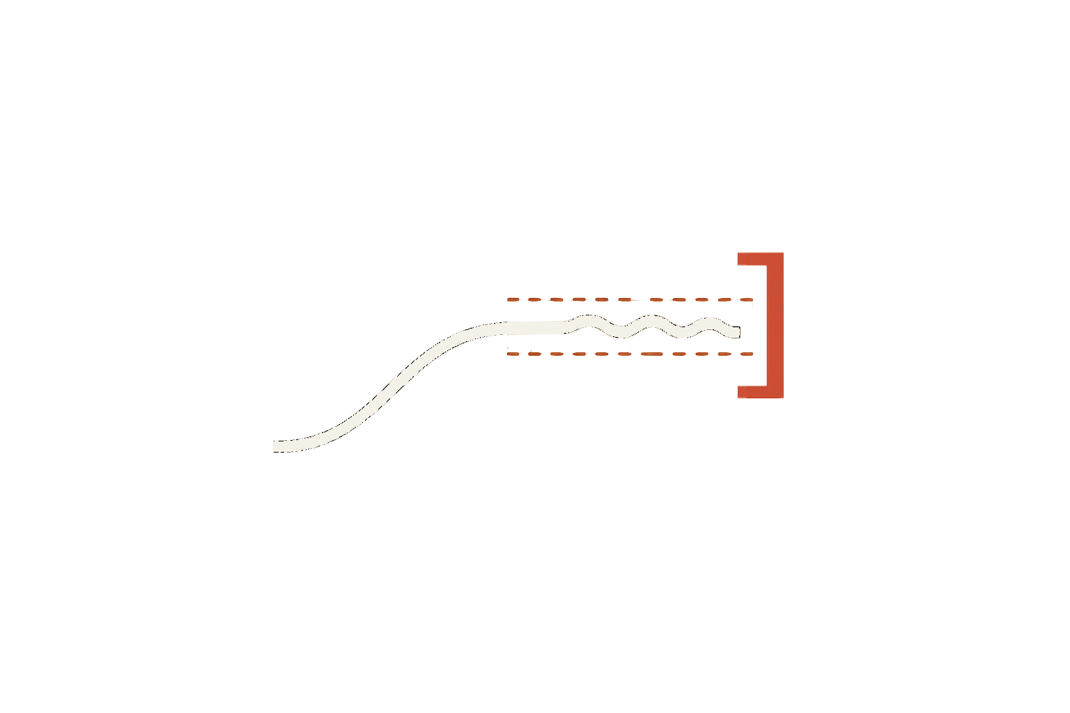 Endpoint control glyph showing a motion trace stabilizing near end range